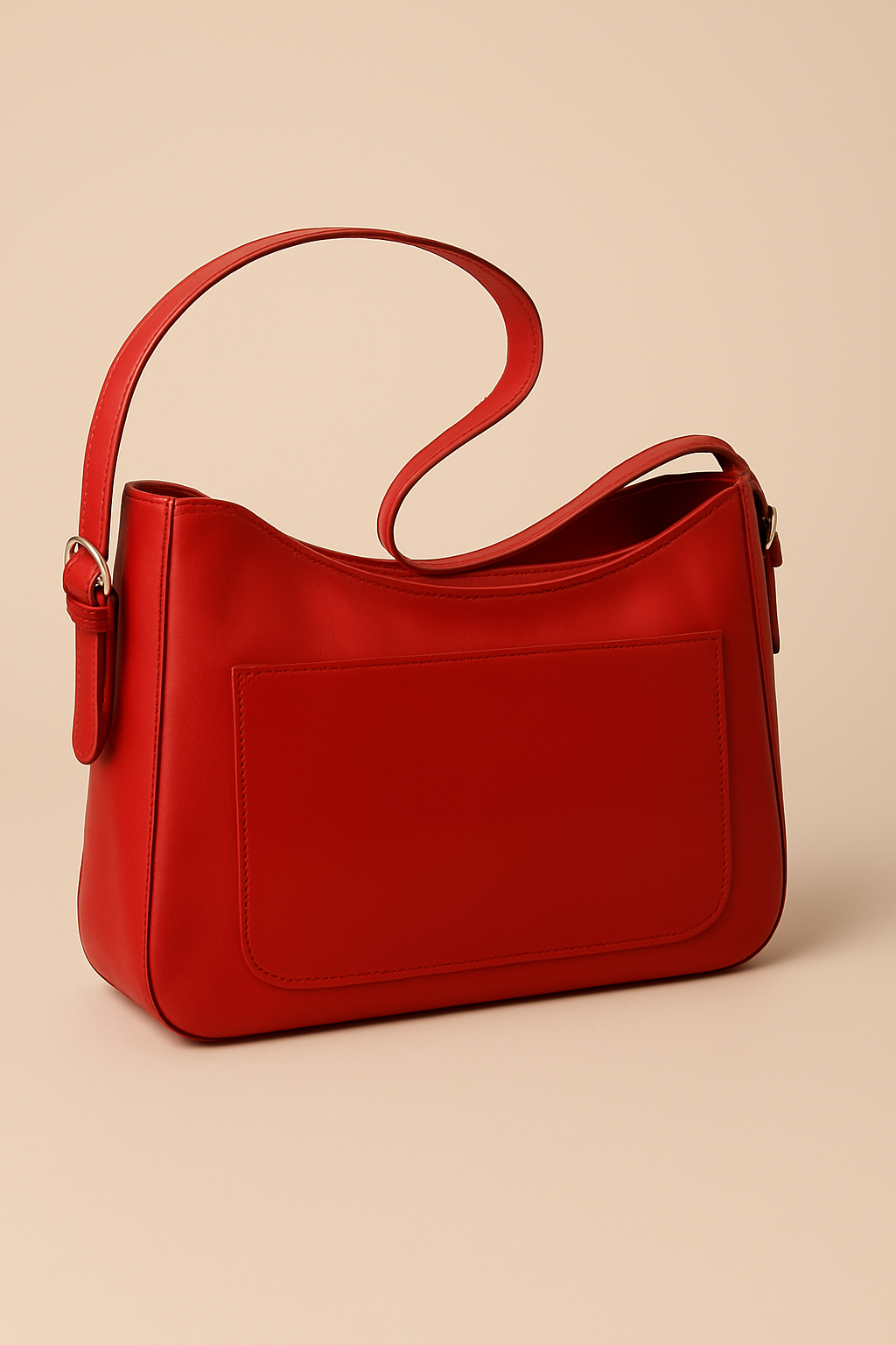Red leather shoulder bag with elegant design